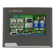 Dotykowy panel operatorski Astraada HMI, matryca TFT 4,3” (480x272, 65k), RS232/422/485, RS422/485, RS232, USB Client/Host, Ethernet, MicroSD