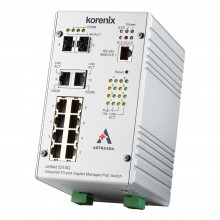 Switch Ethernetowy PoE 8xRJ45 (10/100 Base-TX, PoE) + 2xRJ45/SFP (1000 Base-X), zarządzalny (SNMP, WEB), RapidSuperRing, -40...+70C, zasilanie 48VDC