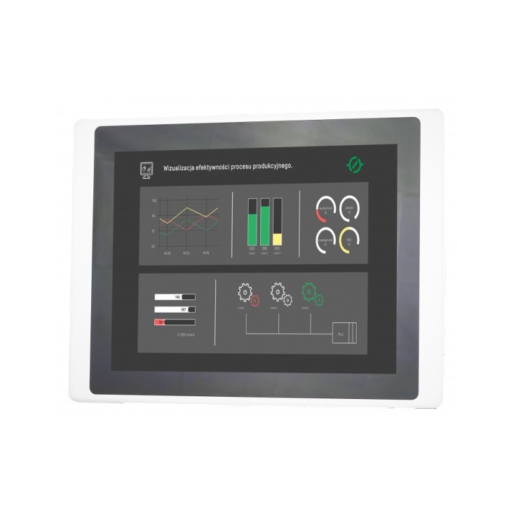 15" touch-screen operator panel; TFT matrix with 1024 x 768 resolution; 65535 colours; LED backlight; Ethernet; COM1 - RS232; COM2 - RS422/485; COM3 - RS485; 2 x USB (Client; Host);