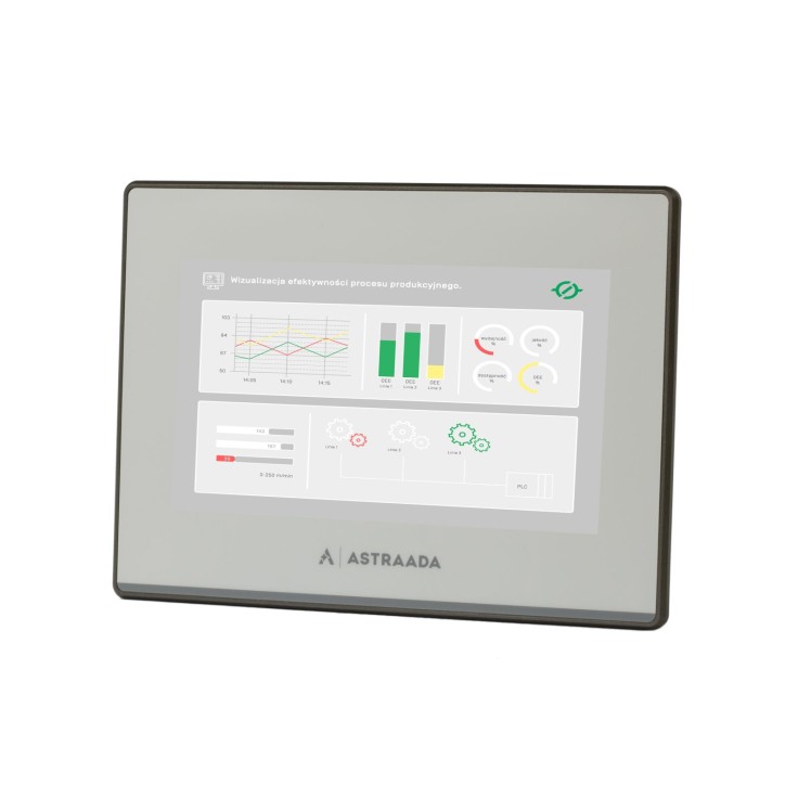 HMI touch panel 7”, TFT, (800x480, 65k),  RS232, RS422/485, 3x RS485, USB Client/Host, Ethernet