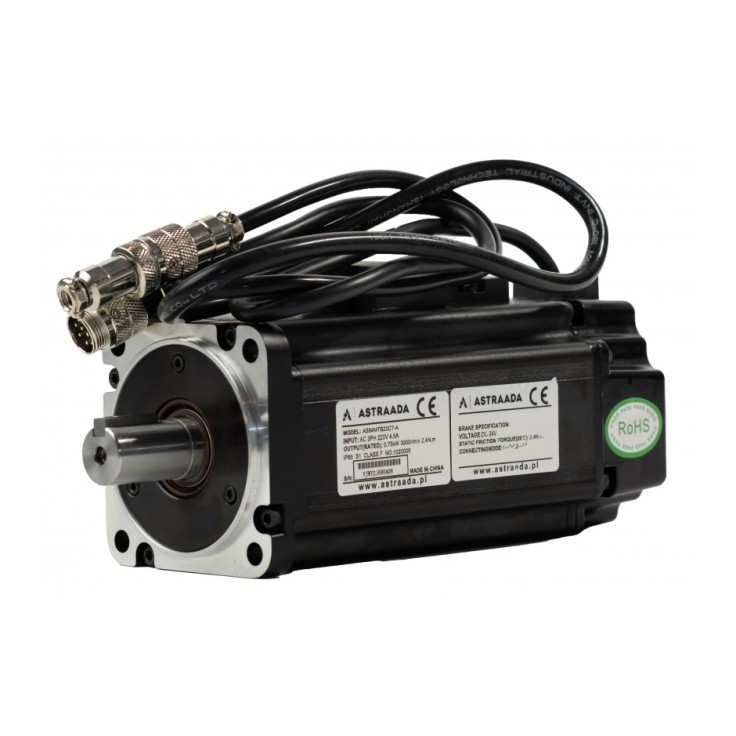 0.2kW (0.64Nm) servo motor with brake, 230V power supply, 23bit absolute encoder, rated speed 3000rpm, dim. flange 60mm, 24 months warranty.