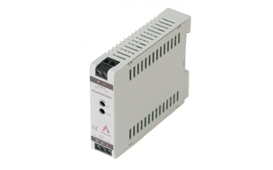 30W power supply (100-240VAC / 24V/1.25A DC), overvoltage, overload and thermal protection, DIN mounting, 54 month warranty
