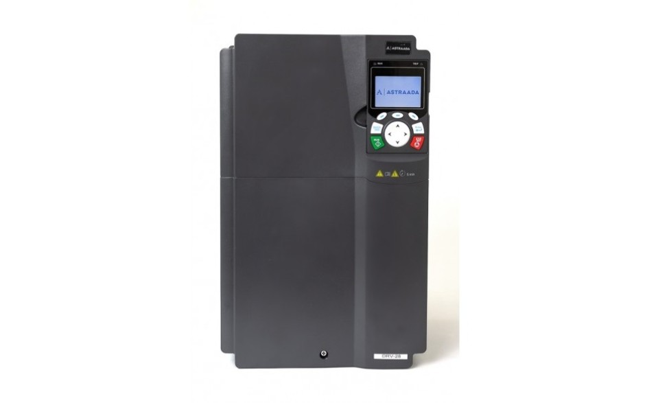 DRV-28 frequency inverter: 30/37 kW, 3x400V power supply, vector control, STO, EMC filter, LCD operator panel, support for expansion modules, vent-pump functions, fire-mode, 30-month warranty.