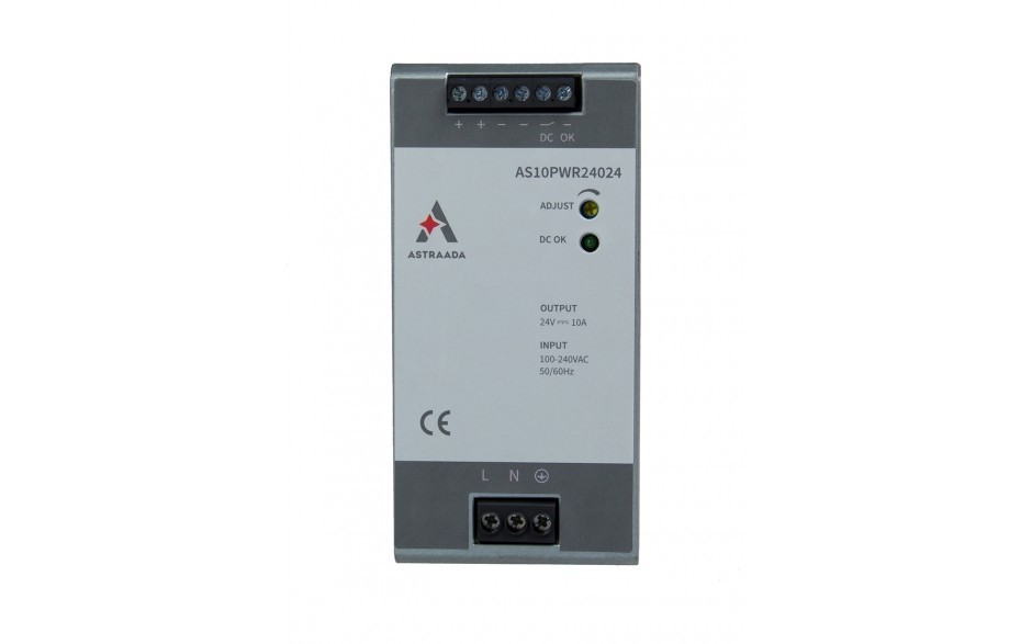 240W power supply (100-240VAC / 24V/10A DC), overvoltage, overload and thermal protection, DIN mounting, warranty 54 months 3