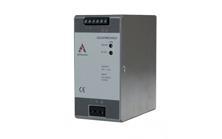 240W power supply (100-240VAC / 24V/10A DC), overvoltage, overload and thermal protection, DIN mounting, warranty 54 months 2