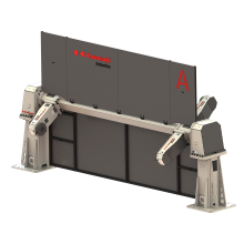 Multi axis welding positioner with 3 horizontal rotating axis, 2 stations and 250 kg payload
