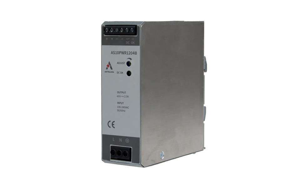 120W maitinimo šaltinis (100-240VAC / 48V/2.5A DC), viršįtampių, perkrovų ir šiluminė apsauga, DIN montavimas, 54 mėn. garantija 2