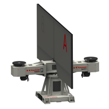 Multi axis welding positioner with 3 vertical rotating axis, 2 stations and 180 kg payload